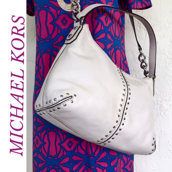 Michael Kors Handbags - MICHAEL KORS SILVER STUDDED SHOULDER/CROSSBODY BAG